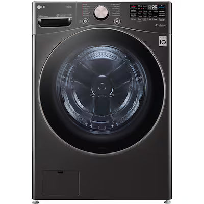 LG - 4.5 Cu. Ft. High-Efficiency Smart Front Load Washer with Steam and Built-In Intelligence - Black Steel - WM4000HBA