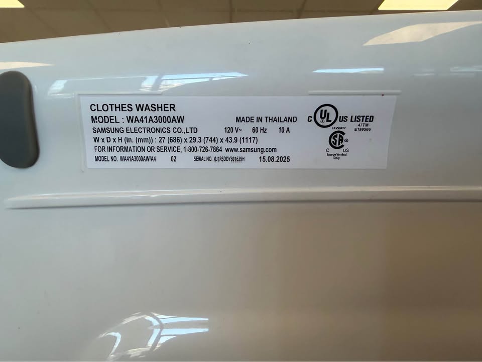 Samsung - 4.1 Cu. Ft. High-Efficiency Top Load Washer with Soft-Close Lid and 8 Wash Cycles - White - WA41A3000AW