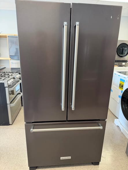 KitchenAid - 21.9 Cu. Ft. Counter-Depth French Door Refrigerator with Interior Water Dispenser and PrintShield™ Finish - Black Stainless Steel - KRFC302EBS