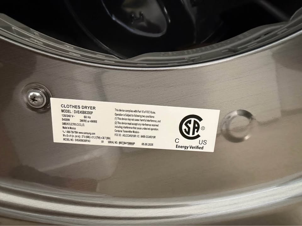Samsung - 7.5 Cu. Ft. Stackable Electric Dryer with Sensor Dry - Black Stainless Steel - DVE45T6000V