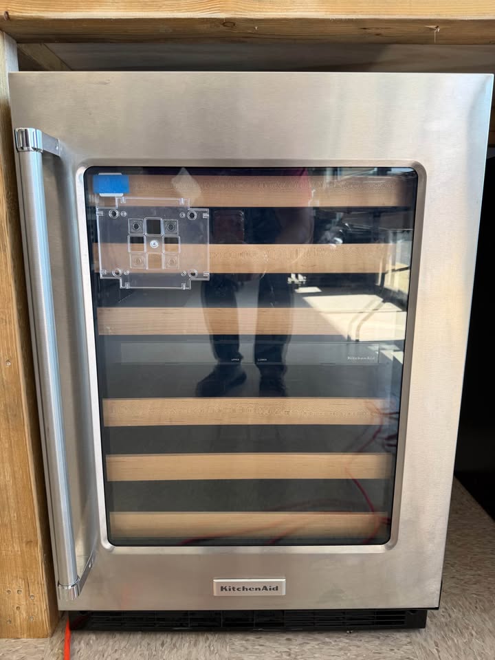 KitchenAid - 46-Bottle Dual Zone Wine Cellar with Glass Door and Wood-Front Racks - Stainless Steel - KUWR214KSB