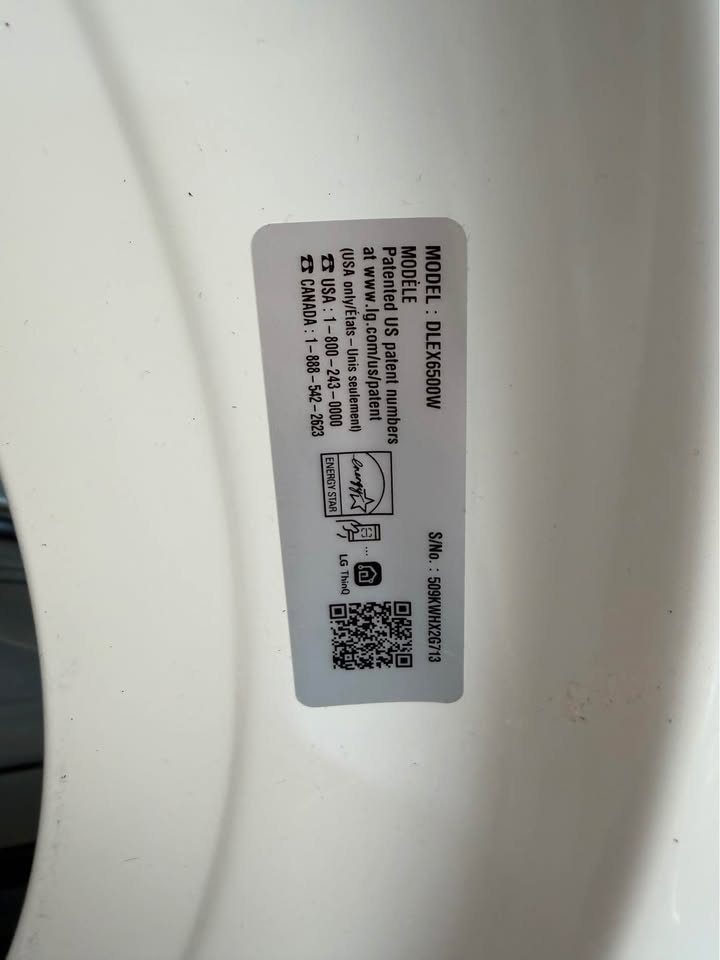 LG - 7.4 Cu. Ft. Stackable Smart Electric Dryer with AI Sensor Dry and TurboSteam™ - White - DLEX6500W