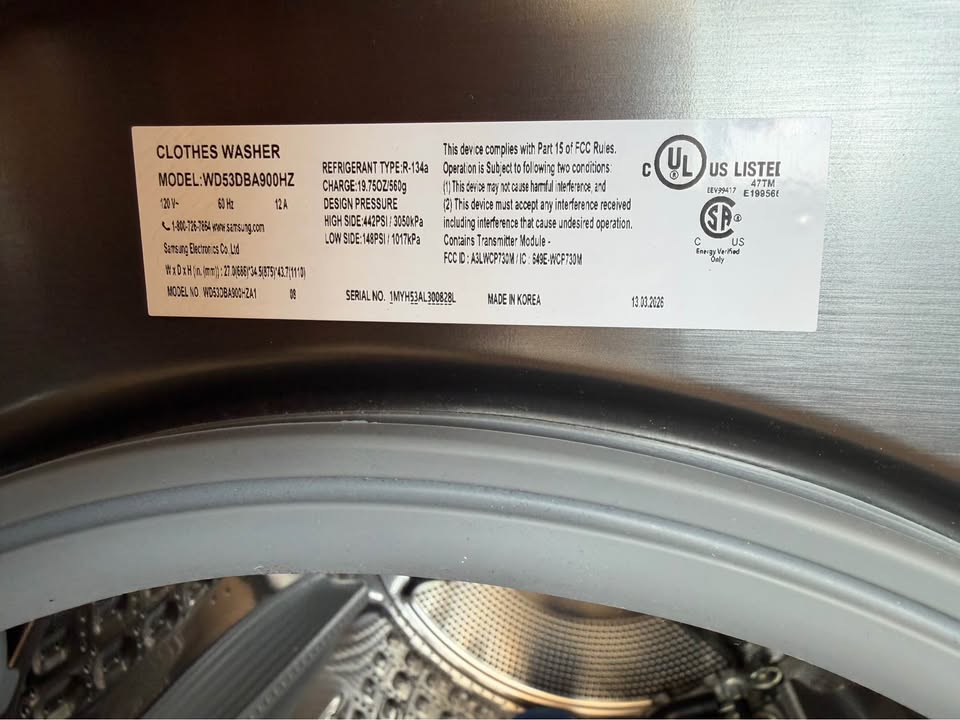 Samsung Bespoke AI - 5.3 Cu. Ft. Ventless Smart All-in-One Front Load Washer & Electric Dryer Combo with Heat Pump - Dark Steel - WD53DBA900HZ