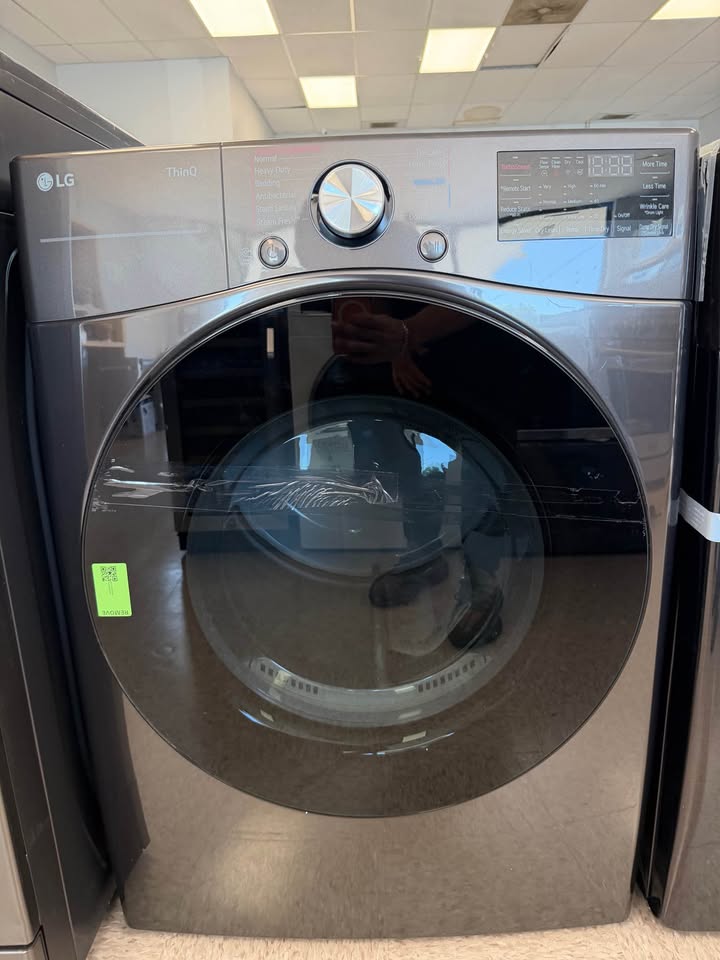 LG - 7.4 Cu. Ft. Smart Front Load Electric Dryer with Sensor Dry and TurboSteam™ - Black Steel - DLEX4080B