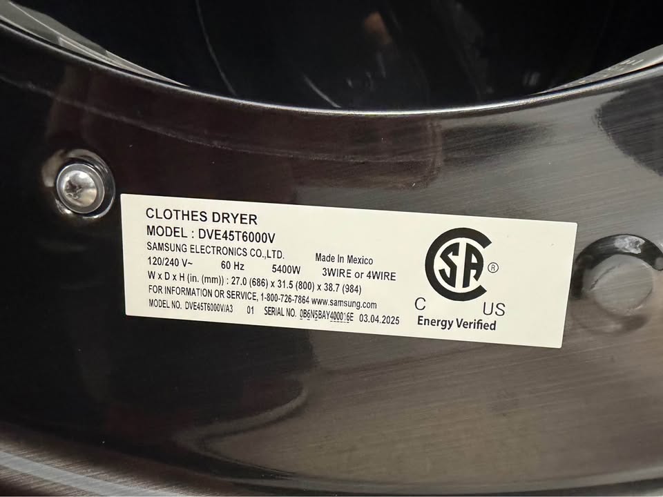 Samsung - 27 in. 7.5 Cu. Ft. Stackable Electric Dryer with Sensor Dry - Black Stainless Steel - DVE45T6000V