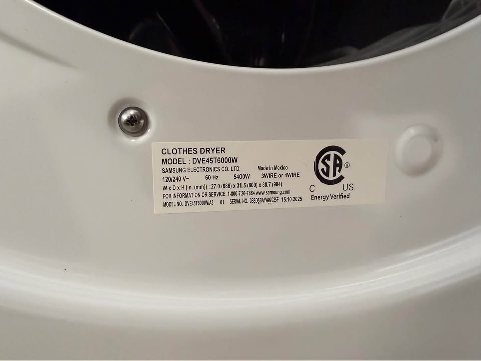 Samsung - 27 in. 7.5 Cu. Ft. Stackable Vented Electric Dryer with Sensor Dry - White - DVE45T6000W