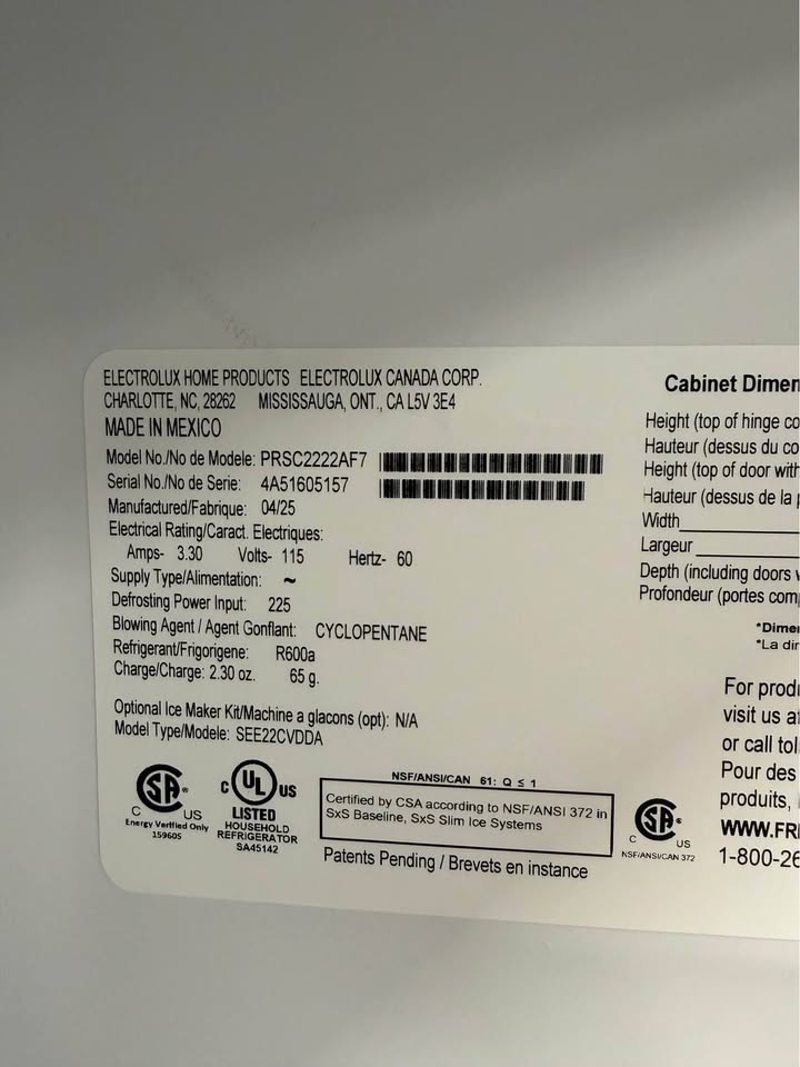 Frigidaire Professional - 36 in. 22.3 Cu. Ft. Counter-Depth Side-by-Side Refrigerator with Ice & Water Dispenser - Smudge-Proof Stainless Steel - PRSC2222AF
