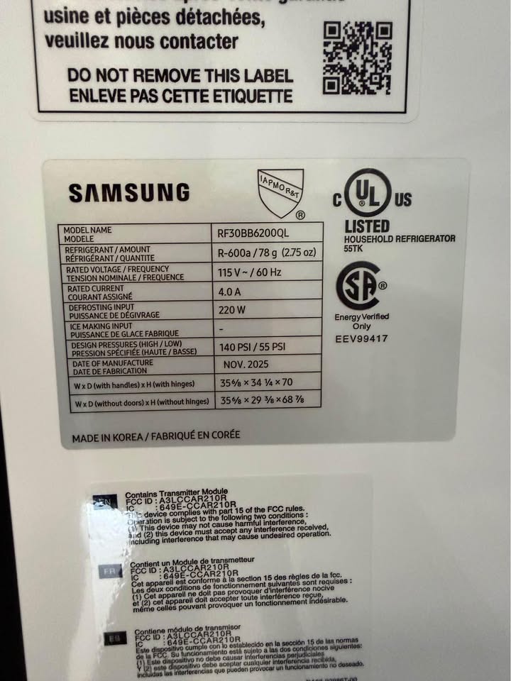 Samsung Bespoke - 36 in. 30.1 Cu. Ft. 3-Door French Door Smart Refrigerator with Dual Ice Maker & AutoFill Water Pitcher - Fingerprint-Resistant Stainless Steel - RF30BB6200QL