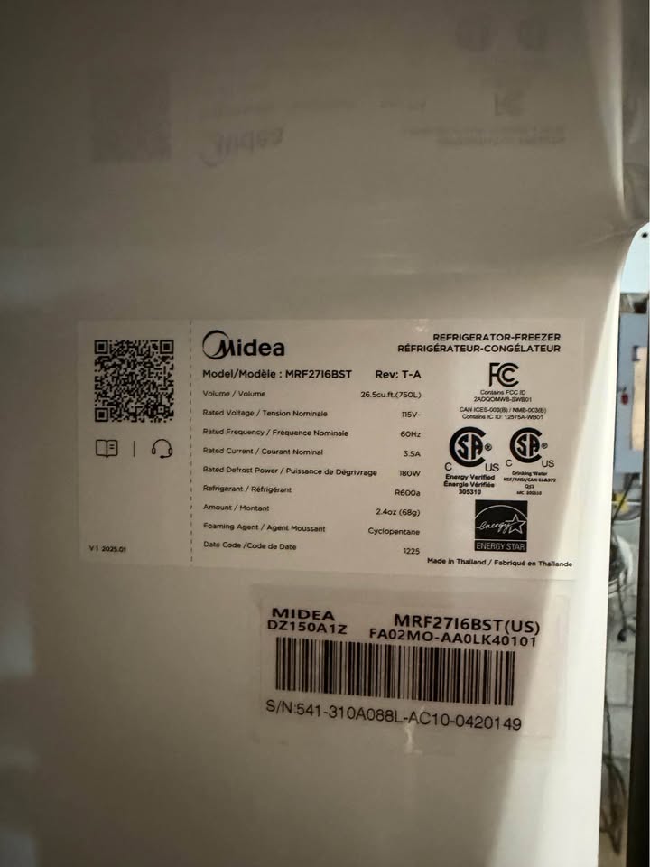 Midea - 36 in. 27 Cu. Ft. Counter-Depth PLUS French Door Refrigerator with Dual Ice Makers & AutoFill Water Pitcher - Stainless Steel - MRF27I6BST