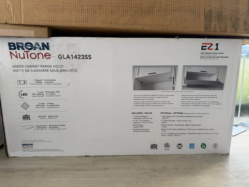 Broan-NuTone - 42 in. Glacier Under-Cabinet Range Hood with 350 CFM, 2-Speed Fan & LED Lighting - Stainless Steel - GLA1423SS