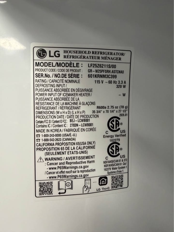 LG - 36 in. 25.1 Cu. Ft. Counter-Depth MAX French Door Smart Refrigerator with Zero Clearance Hinge System - PrintProof Stainless Steel - LF25Z6211S