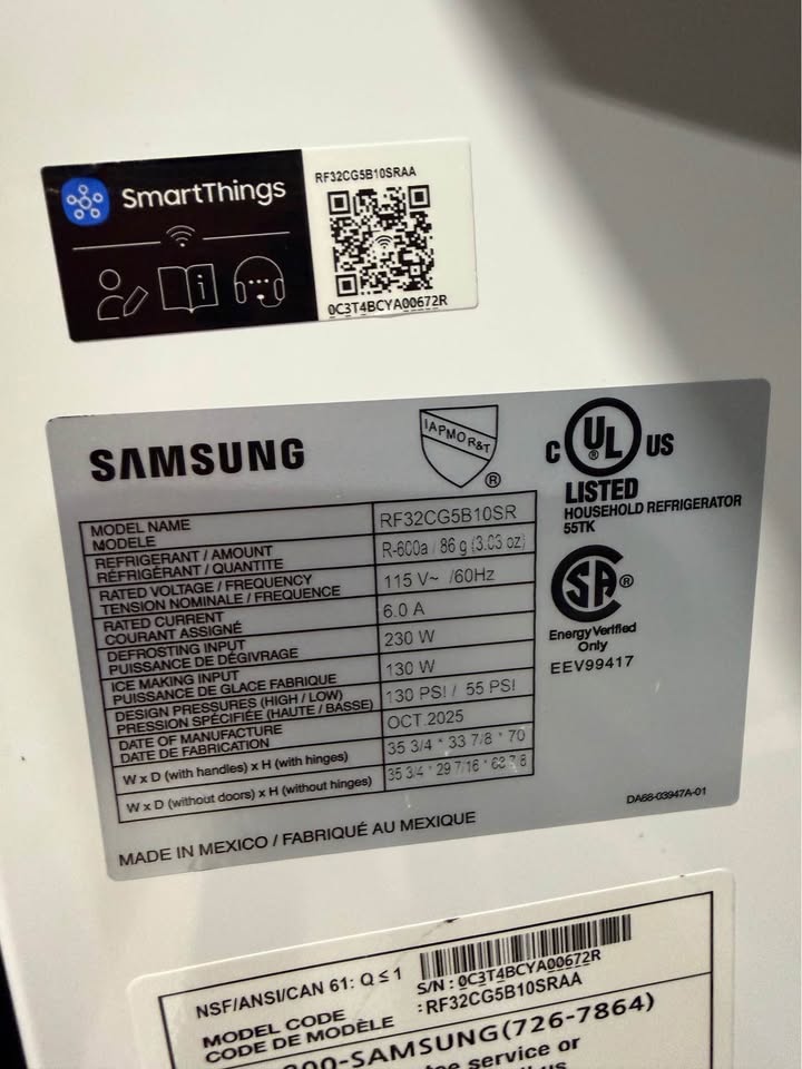 Samsung - 36 in. Wide 31 Cu. Ft. Mega Capacity 3-Door French Door Refrigerator with External Water & Ice Dispenser - Fingerprint-Resistant Stainless Steel - RF32CG5B10SR