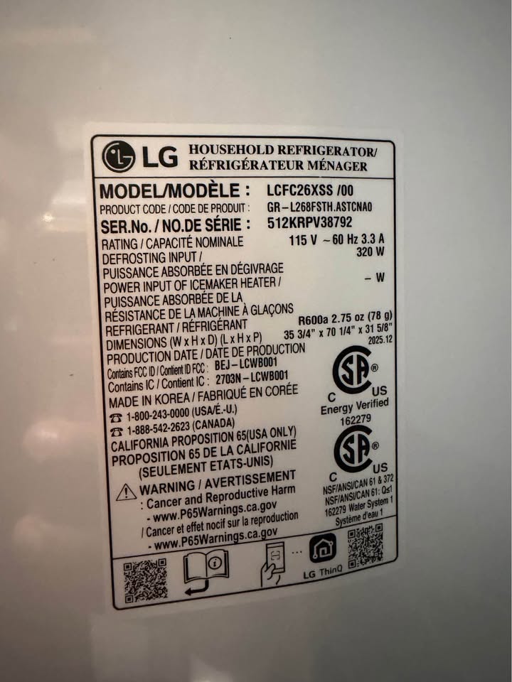 LG - 36 in. 26 Cu. Ft. Smart Counter-Depth MAX French Door Refrigerator with Tall Ice & Water Dispenser - Stainless Steel - LCFC26XSS/00