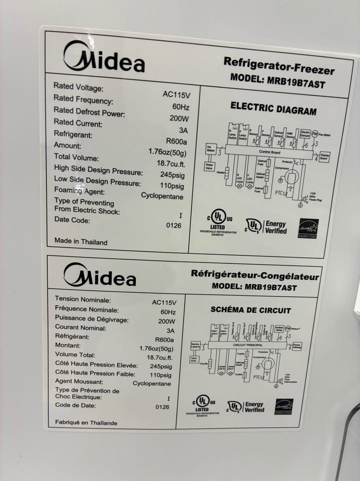 Midea - 30 in. 18.7 Cu. Ft. Garage-Ready Bottom-Freezer Refrigerator with Reversible Door, LED Lighting & Electronic Controls - Stainless Steel - MRB19B7AST