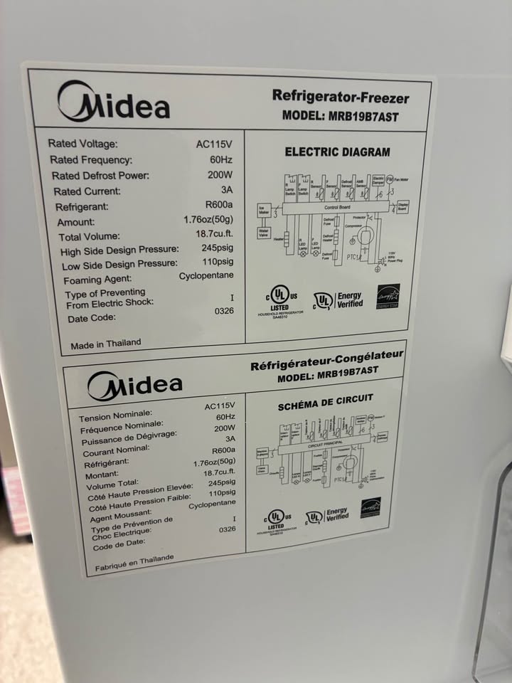 Midea - 30 in. 18.7 Cu. Ft. Garage-Ready Bottom-Freezer Refrigerator with Reversible Door, LED Lighting & Electronic Controls - Stainless Steel - MRB19B7AST