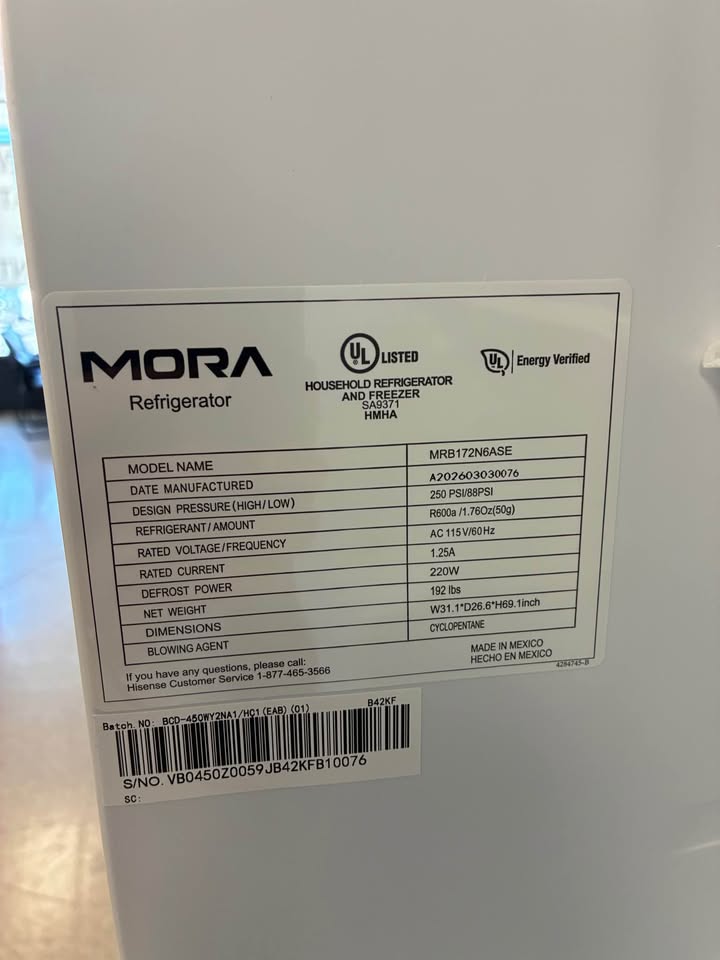 Mora - 31 in. 17.2 Cu. Ft. Counter-Depth Bottom-Freezer Refrigerator with Reversible Door, Full-Width Pantry & LED Lighting - Stainless Steel - MRB172N6ASE