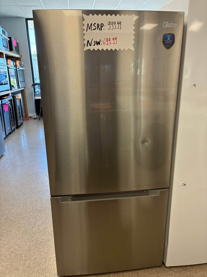 Midea - 30 in. 18.7 Cu. Ft. Garage-Ready Bottom-Freezer Refrigerator with Reversible Door, LED Lighting & Electronic Controls - Stainless Steel - MRB19B7AST
