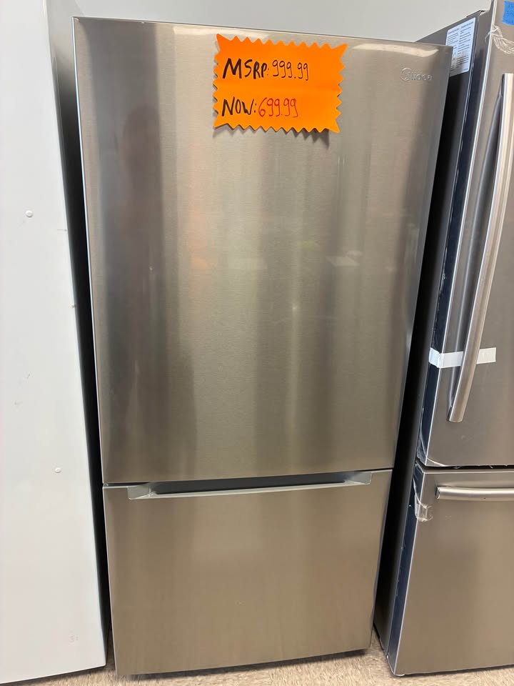 Midea - 30 in. 18.7 Cu. Ft. Garage-Ready Bottom-Freezer Refrigerator with Reversible Door, LED Lighting & Electronic Controls - Stainless Steel - MRB19B7AST