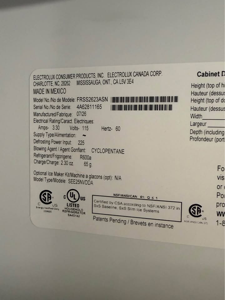 Frigidaire - 36 in. 25.6 Cu. Ft. Standard-Depth Side-by-Side Refrigerator with EvenTemp Cooling, External Ice & Water Dispenser - Stainless Steel - FRSS2623ASN