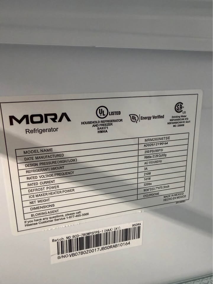 Mora - 26 Cu. Ft. 4-Door French Door Refrigerator with TempControl Drawer, Filtered Ice & Water Dispenser & Dual Cooling - Fingerprint-Resistant Stainless Steel - MRM260N6TSE