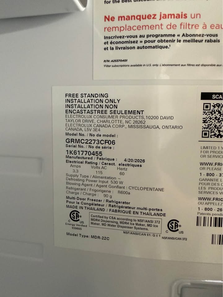 Frigidaire Gallery - 36 in. 21.5 Cu. Ft. 4-Door French Door Counter-Depth Refrigerator with Custom-Flex Temp Drawer, TwinTech Cooling & External Ice/Water - Smudge-Proof Stainless Steel - GRMC2273CF06