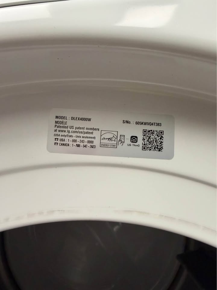 LG 7.4 Cu. Ft. Smart Electric Dryer – White – DLEX4000W