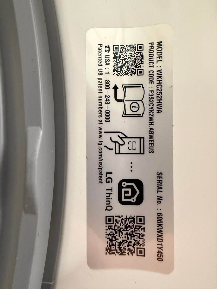 LG WashTower 5.0 Cu. Ft. Washer & 7.8 Cu. Ft. Ventless Heat Pump Dryer – White – WKHC252HWA