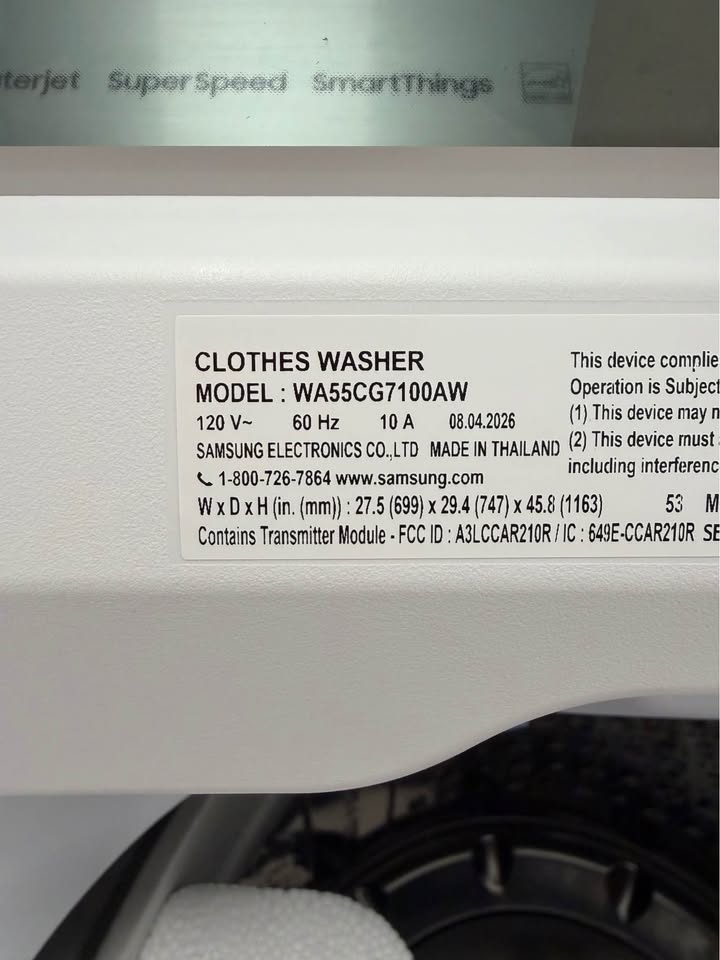 Samsung 5.5 Cu. Ft. Smart Top Load Washer with Impeller – White – WA55CG7100AW