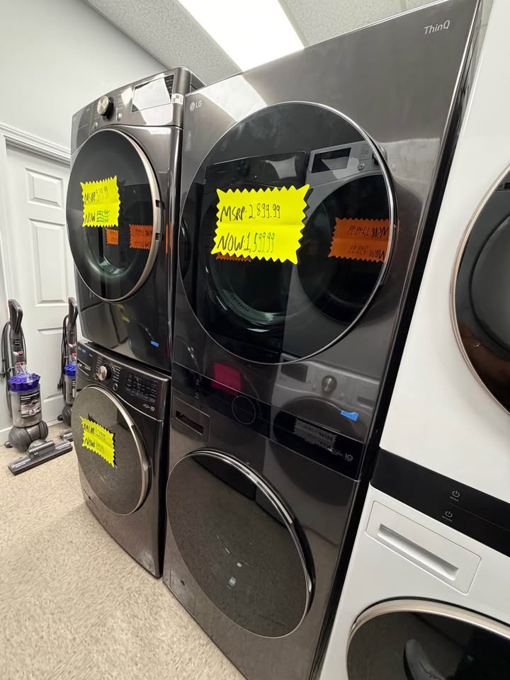 LG WashTower 4.5 Cu. Ft. Washer & 7.4 Cu. Ft. Electric Dryer – Black Steel – WKEX200HBA