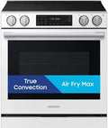 Samsung - Bespoke 30 in. 6.3 Cu. Ft. Smart Slide-In Electric Range with No-Preheat Air Fry Max & True Convection - Stainless Steel - NSE80H63SR