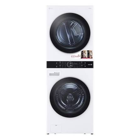 LG - 4.5 Cu. Ft. Smart Front Load Washer & 7.4 Cu. Ft. Electric Dryer WashTower™ with Steam and Built-In Intelligence - White - WKEX200HWA
