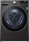 LG - 4.5 Cu. Ft. High-Efficiency Smart Front Load Washer with Steam and Built-In Intelligence - Black Steel - WM4000HBA