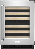 KitchenAid - 46-Bottle Dual Zone Wine Cellar with Glass Door and Wood-Front Racks - Stainless Steel - KUWR214KSB