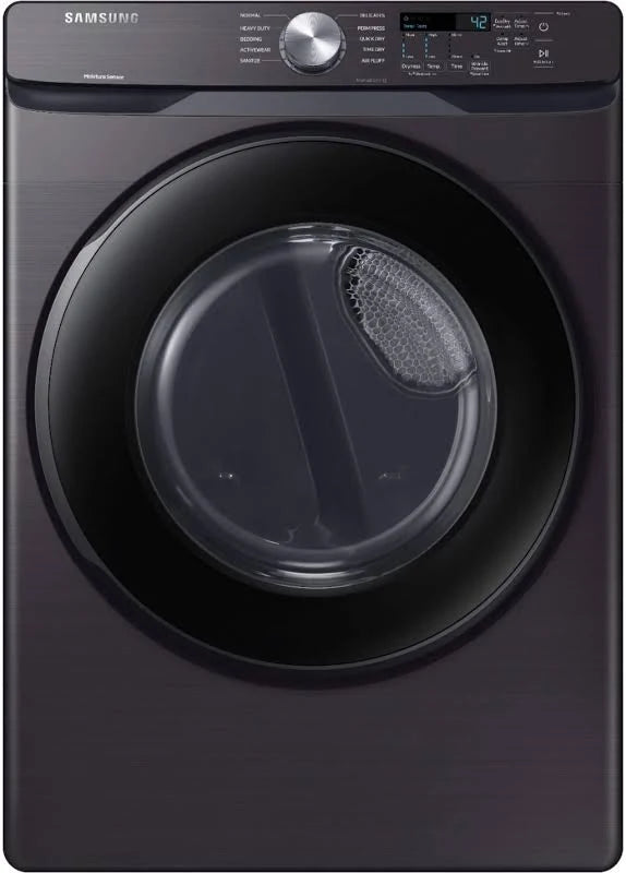 Samsung - 7.5 Cu. Ft. Stackable Electric Dryer with Sensor Dry, Smart Care & Reversible Door - Fingerprint-Resistant Black Stainless Steel - DVE45T6000V