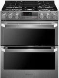 LG SIGNATURE - 7.3 Cu. Ft. Smart Slide-In Double Oven Dual Fuel True Convection Range with 5 Burners and EasyClean® - Textured Steel - LUTD4919SN