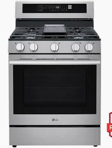LG - 30 in. 6.3 Cu. Ft. Smart Freestanding Gas Range with InstaView®, Air Fry & ProBake Convection® - PrintProof Stainless Steel - LRGN6325X