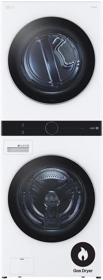 LG - WashTower™ 4.5 Cu. Ft. Front Load Washer & 7.4 Cu. Ft. Gas Dryer with Center Control™, TurboWash™ 360, TurboSteam™ & ThinQ® Smart Technology - White - WKGX201HWA