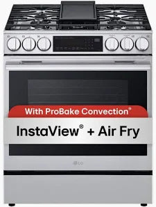 LG - 30 in. 6.3 Cu. Ft. Smart Slide-In Gas Range with ProBake Convection®, InstaView® & Air Fry - PrintProof Stainless Steel - LSGL6335X