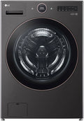 LG - 5.0 Cu. Ft. Mega Capacity Smart Front Load Washer with TurboWash® 360°, AI DD® Built-In Intelligence & Steam - Black Steel - WM6500HBA