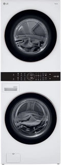 LG - WashTower™ 4.5 Cu. Ft. Front Load Washer & 7.4 Cu. Ft. Electric Dryer with Center Control™, TurboWash™ 360°, TurboSteam™ & ThinQ® Smart Technology - White - WKEX200HWA