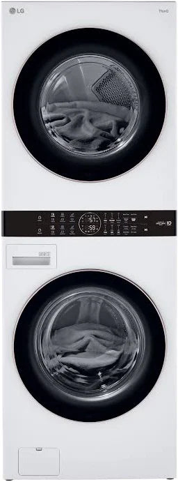 LG - WashTower™ 4.5 Cu. Ft. Front Load Washer & 7.4 Cu. Ft. Electric Dryer with Center Control™, TurboWash™ 360°, TurboSteam™ & ThinQ® Smart Technology - White - WKEX200HWA